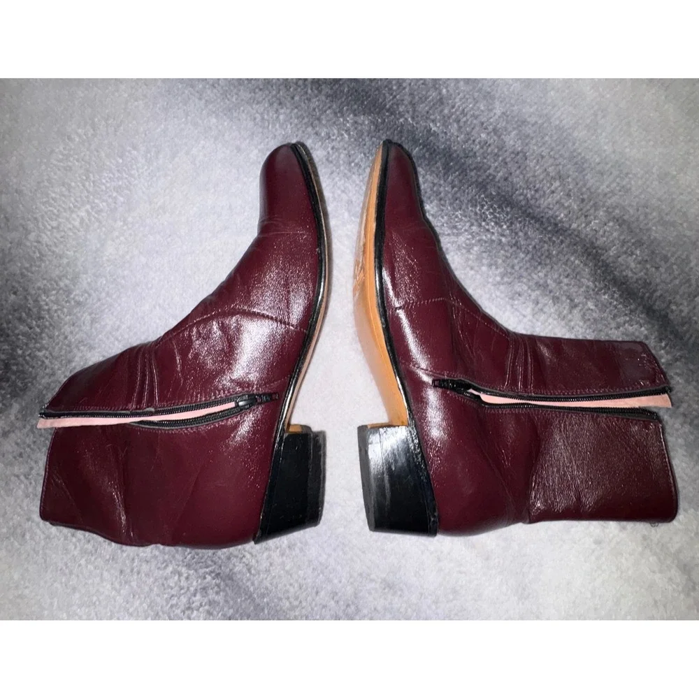 Innovation Mens Burgundy Leather‎ Side Zip Ankle Boots Square Toe MX 30 US 11
